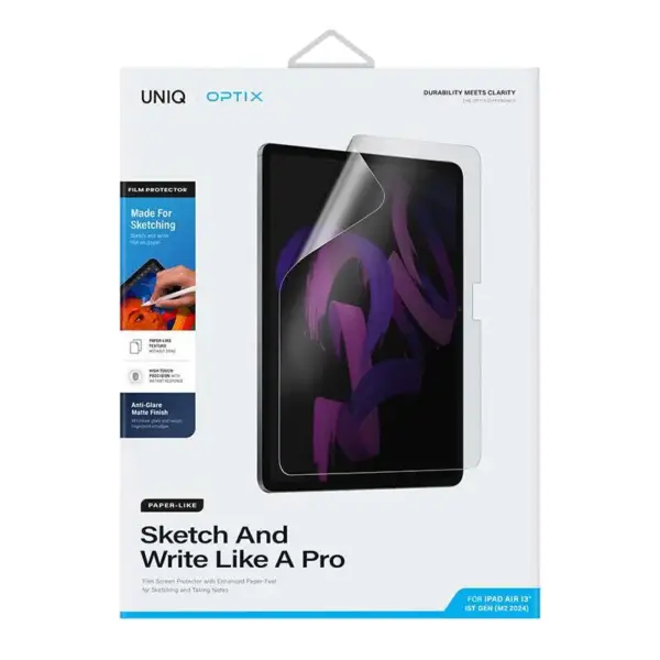 UNIQ OPTIX FLIM SCREEN PROTACTOR WITH ENHANCED PAPER-FEEL FOR SKETCHING AND TAKING NOTE FOR IPAD AIR 13'' 1ST GEN (M2 2024) | PAPER-LIKE